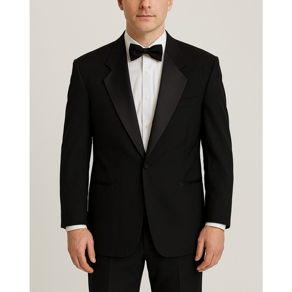 Pierre Balmain Tuxedo Jacket Blazer Men 42S Black 100% Wool Formal Wedding Satin - Picture 1 of 11